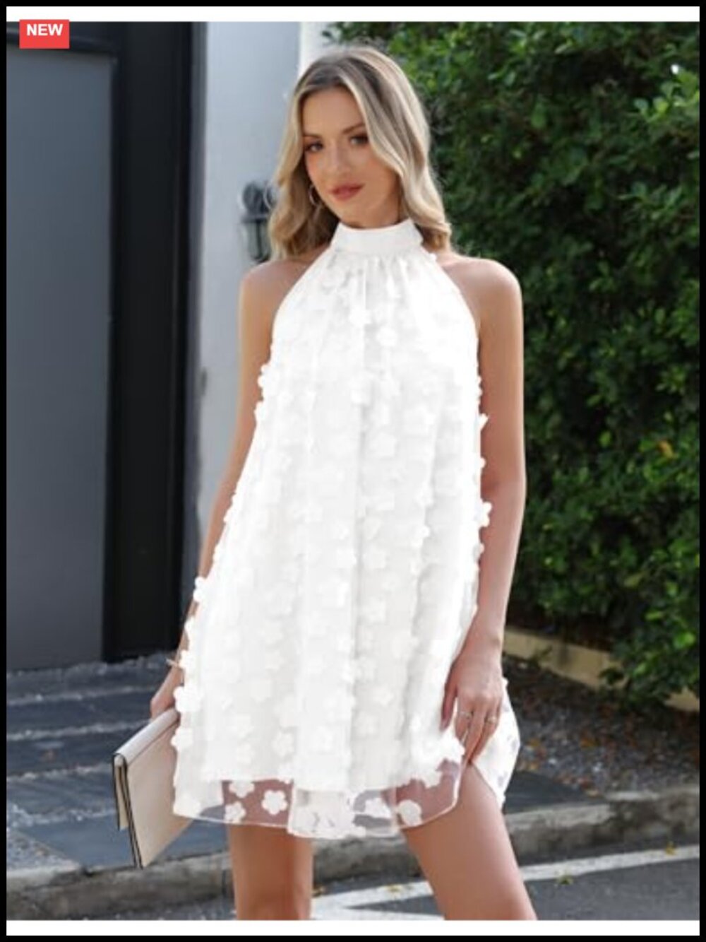 Women's Halter Floral Cocktail Short Tulle Dress Bridal Shower - Picture 4 of 6